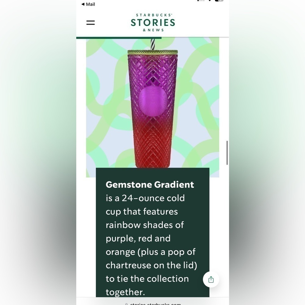 Starbucks Spring 2024 Gemstone Gradient Collab x Shae Anthony. NWT. Wow piece! - Picture 11 of 11
